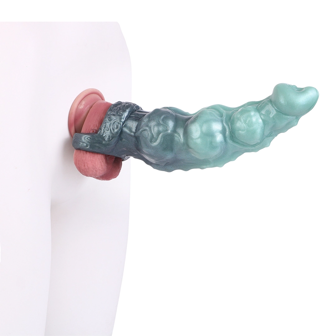 Rqi 8.85 x 2.28-inch Triple-Testicle Fantasy Penis Sleeve