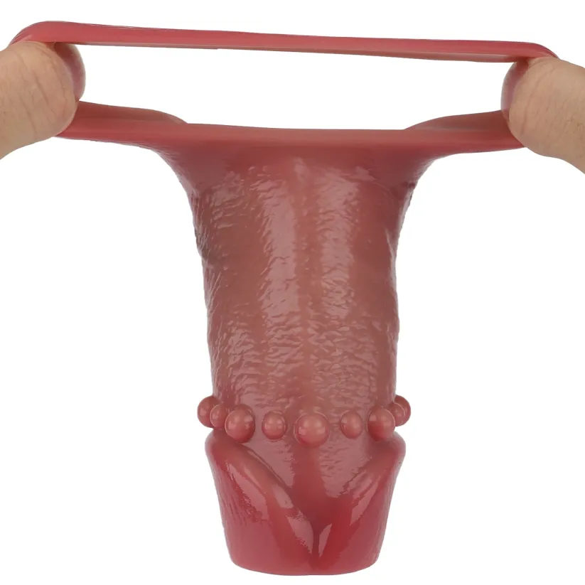 Luge 4.8 x 1.9 in Open-Ended Beaded Penis Sleeve