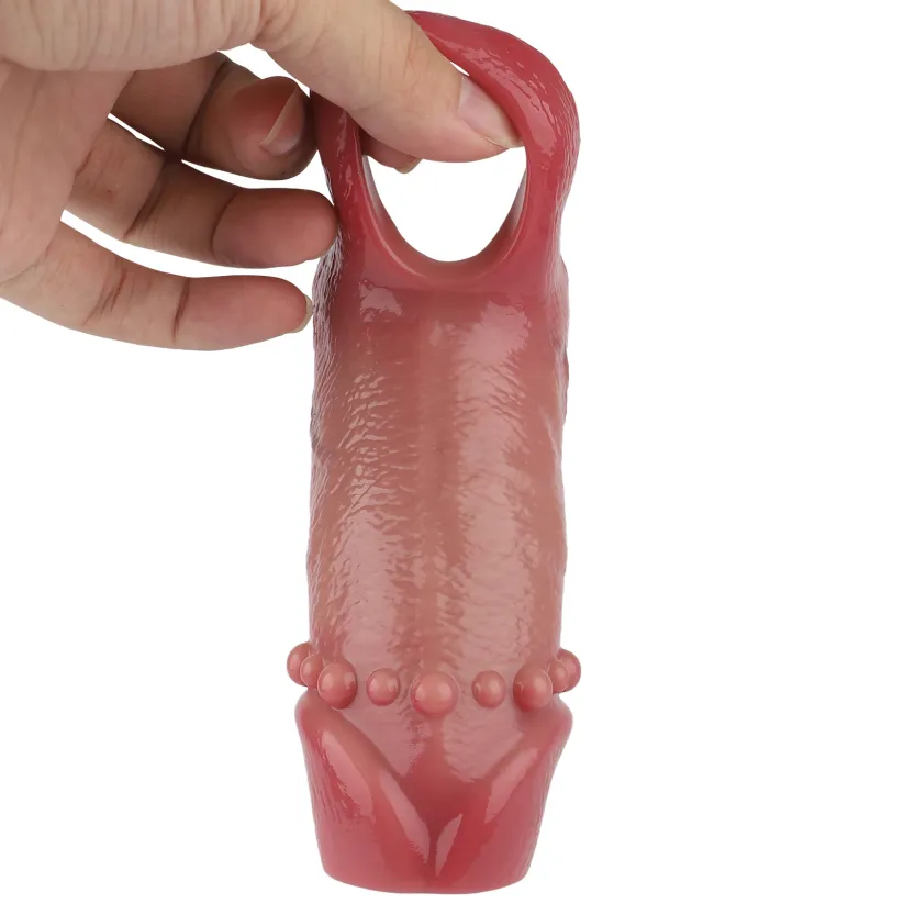 Luge 4.8 x 1.9 in Open-Ended Beaded Penis Sleeve