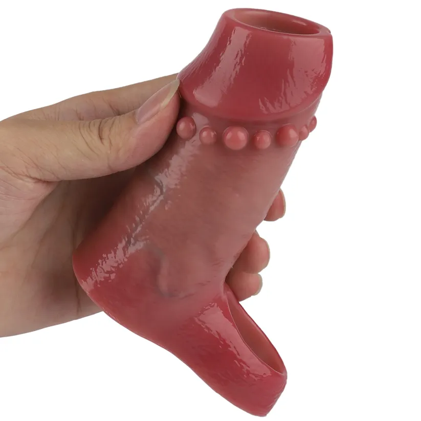 Luge 4.8 x 1.9 in Open-Ended Beaded Penis Sleeve