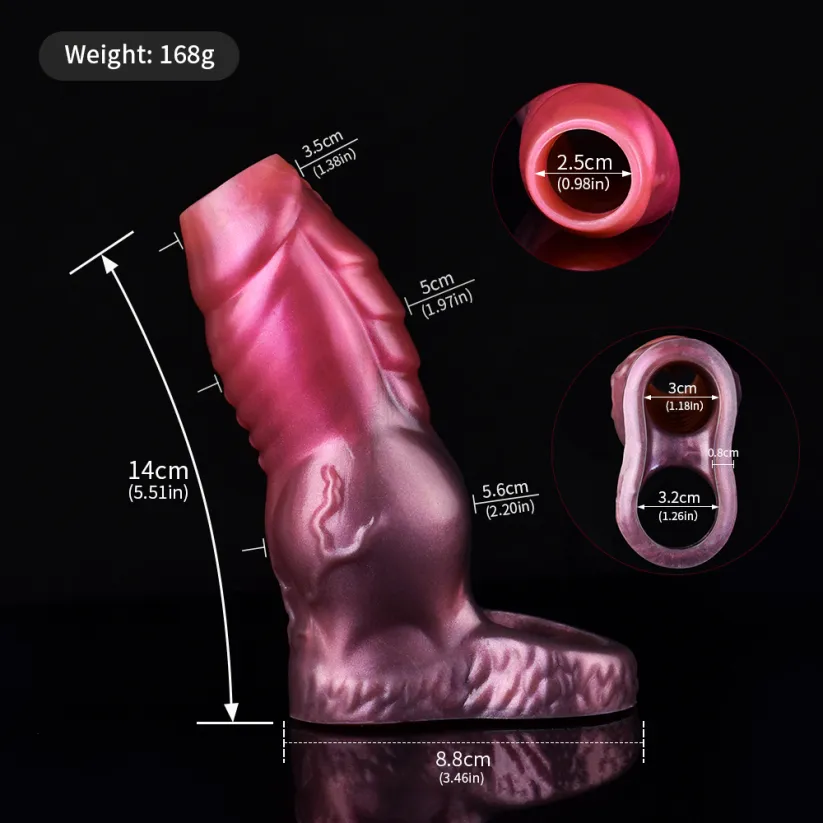 Monster 3.62" x 1.54" Fantasy Dog-Cock Penis Enlargement Sleeve (3 Sizes Available)