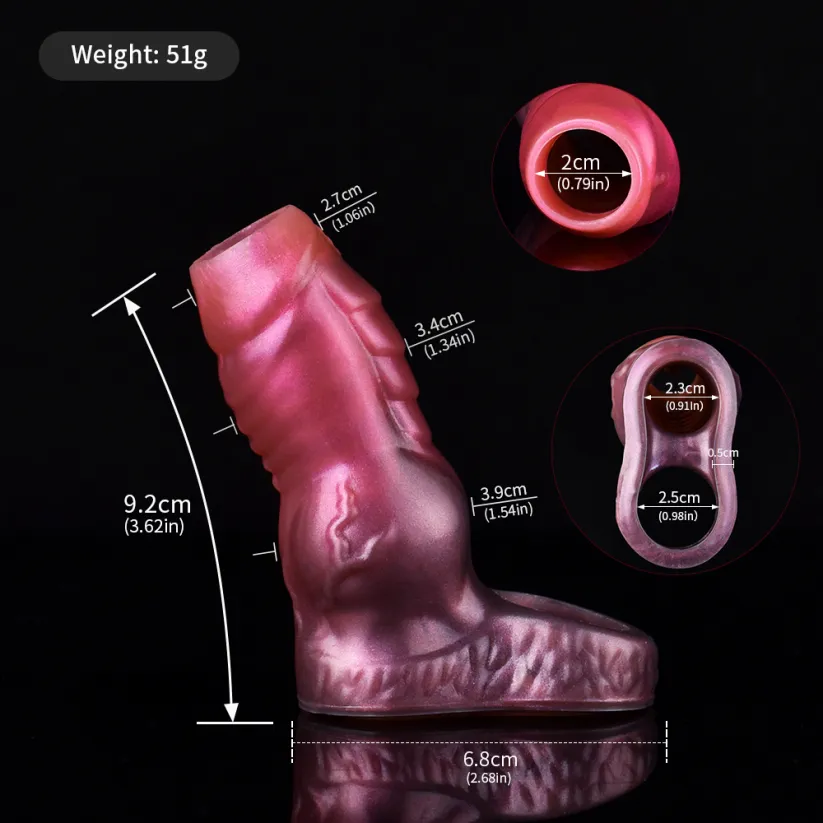 Monster 3.62" x 1.54" Fantasy Dog-Cock Penis Enlargement Sleeve (3 Sizes Available)
