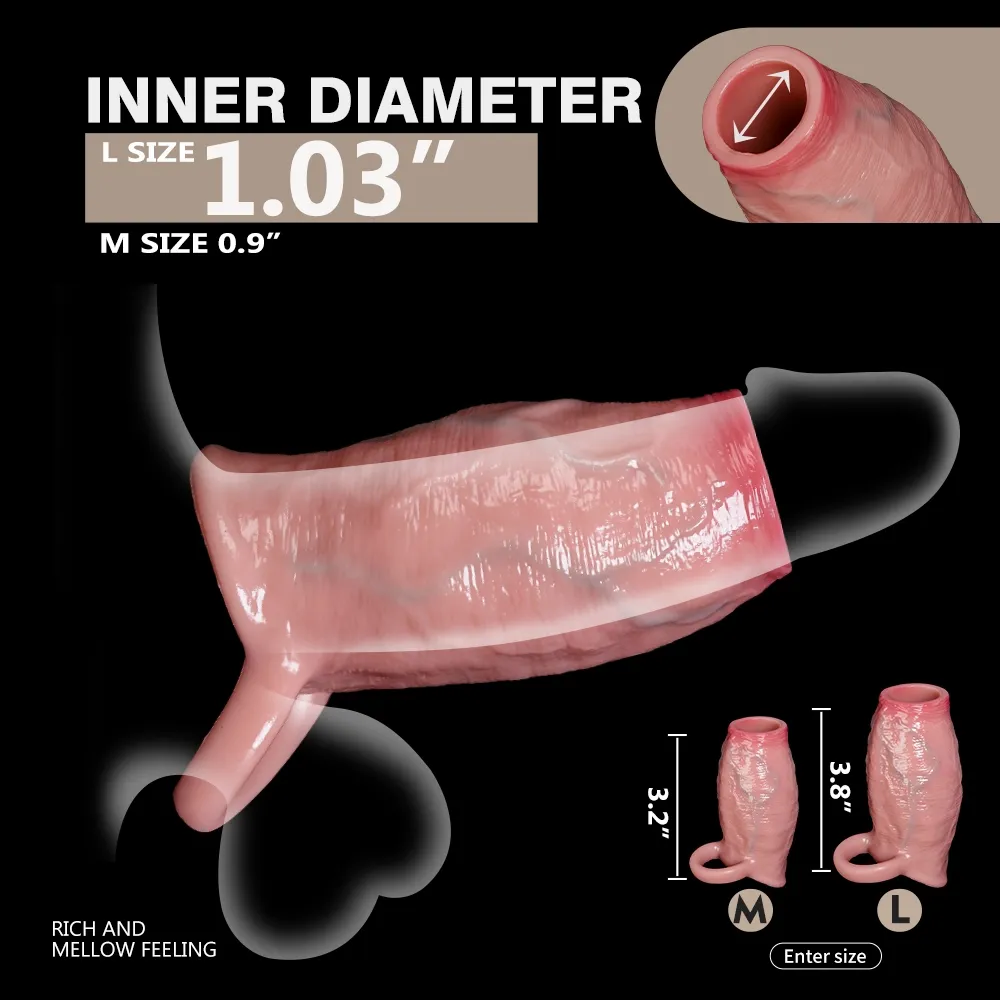 Ding 4.5 x 2.16 Realistic Open-Tip Penis Thickening Sleeve
