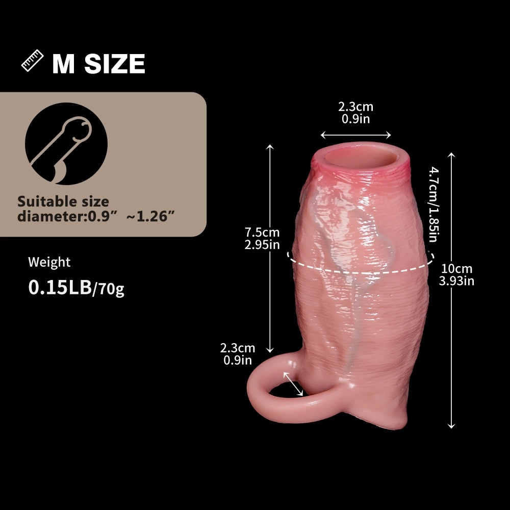 Ding 4.5 x 2.16 Realistic Open-Tip Penis Thickening Sleeve