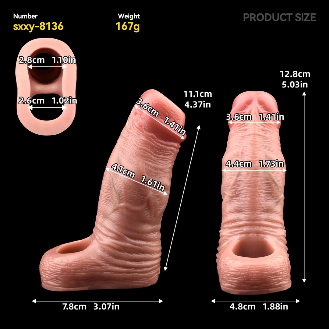 Mak 4.37 x 1.61 Inches – Thickened Penis Enlargement Sleeve with Glans Opening (Flesh Tone)