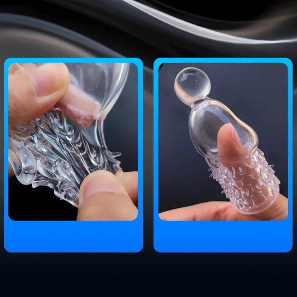 2Pcs Transparent Glans-Stimulating Penis Extension Sleeves