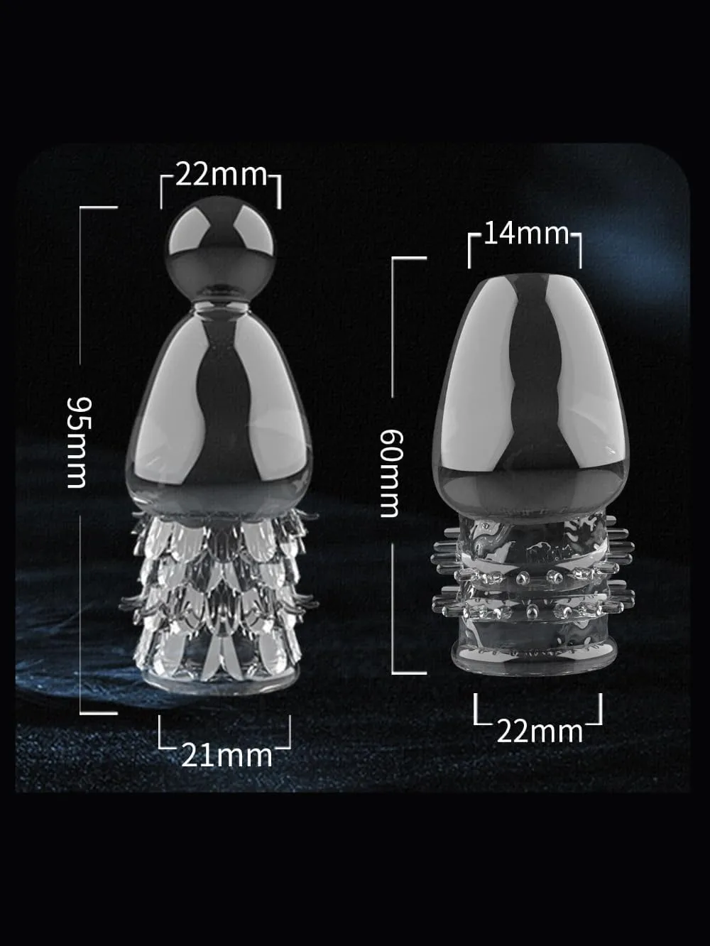 2Pcs Transparent Glans-Stimulating Penis Extension Sleeves