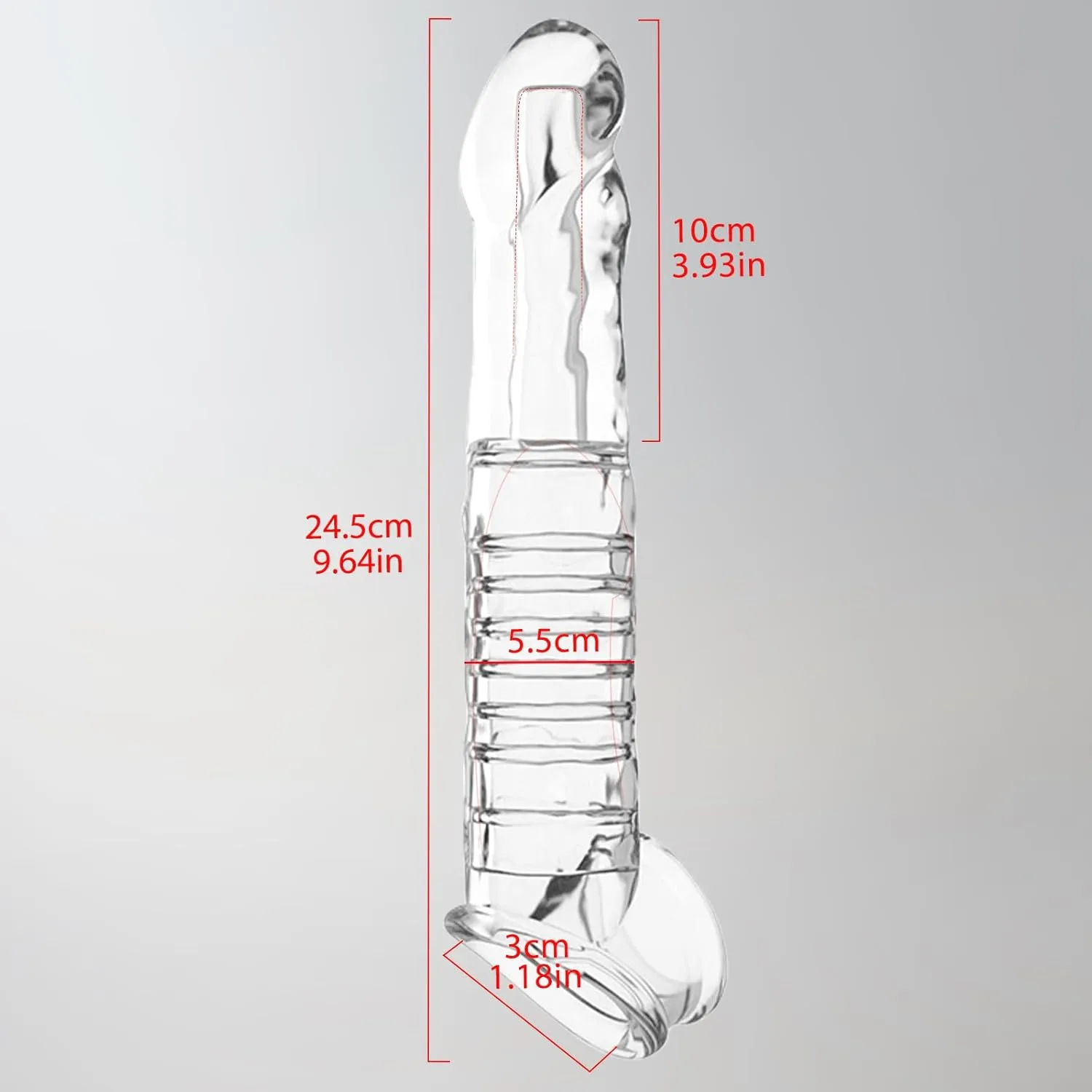9.64 x 5.5-inch Transparent Penis Extender with Testicle Ring