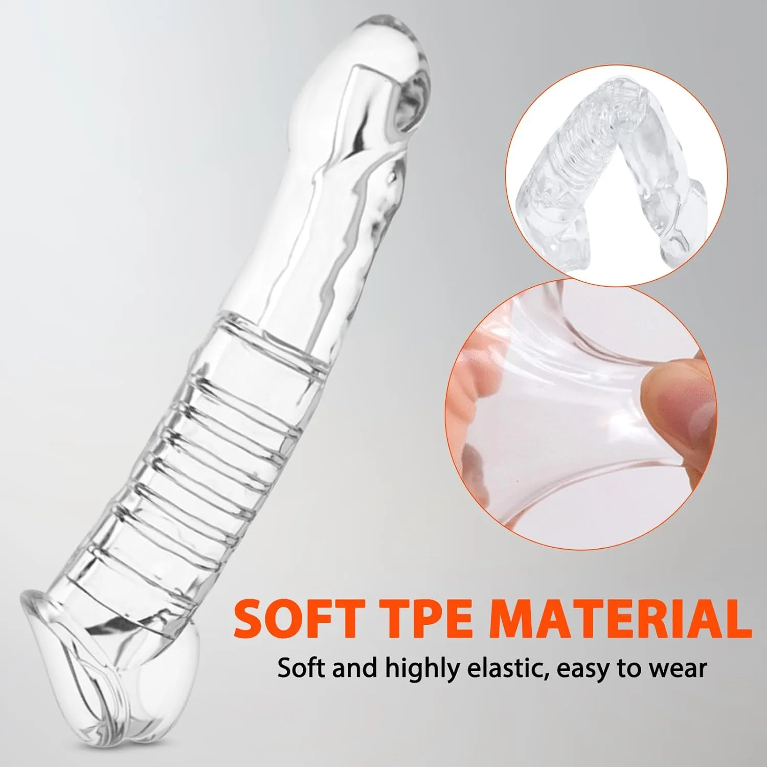 9.64 x 5.5-inch Transparent Penis Extender with Testicle Ring
