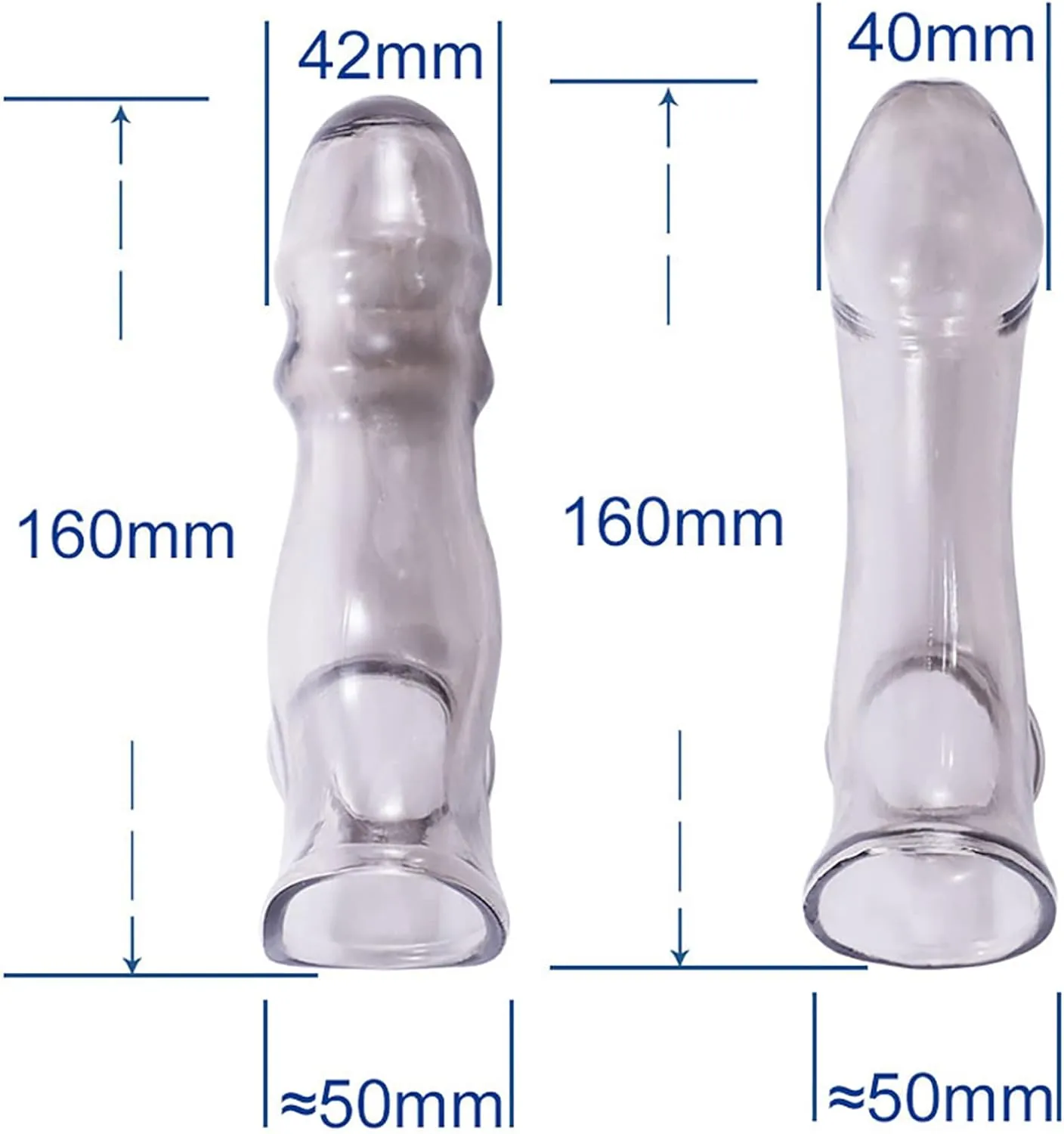 6.29" x 1.96" Clear, Soft Penis Sleeves (2-Pack)