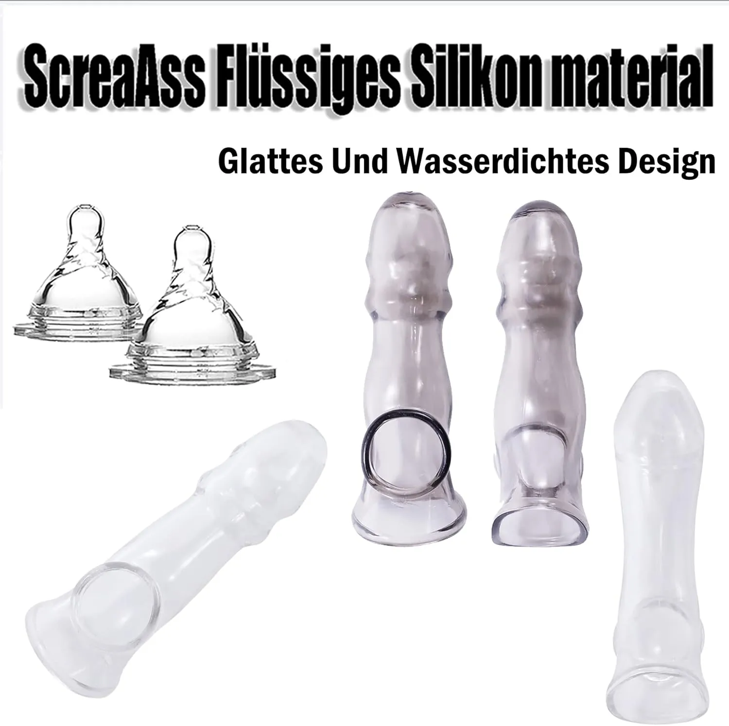 6.29" x 1.96" Clear, Soft Penis Sleeves (2-Pack)