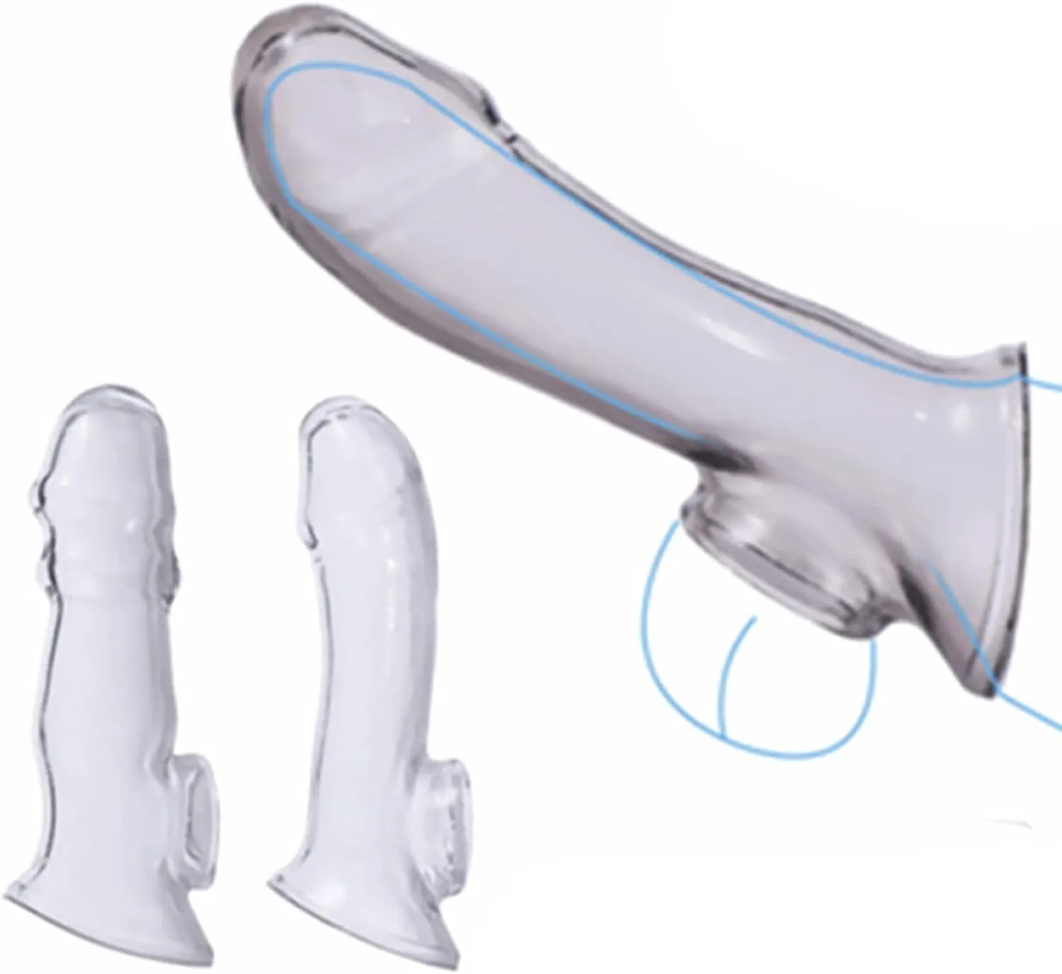6.29" x 1.96" Clear, Soft Penis Sleeves (2-Pack)