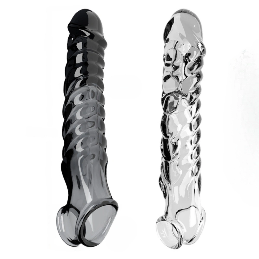 9" x 1.57" Transparent, Thickening, Realistic Cock Extension Sleeve [With Vibration]