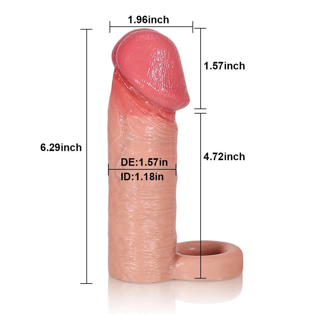 Ryan 6.29" x 1.57" Realistic Penis Extension Sleeve with Reverse Retention Ring