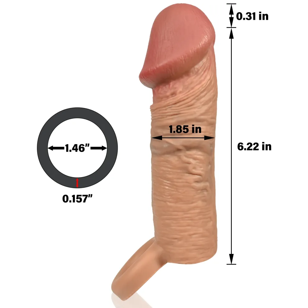 D 6.5 x 1.85-inch Realistic Glans Penis Extender Sleeve
