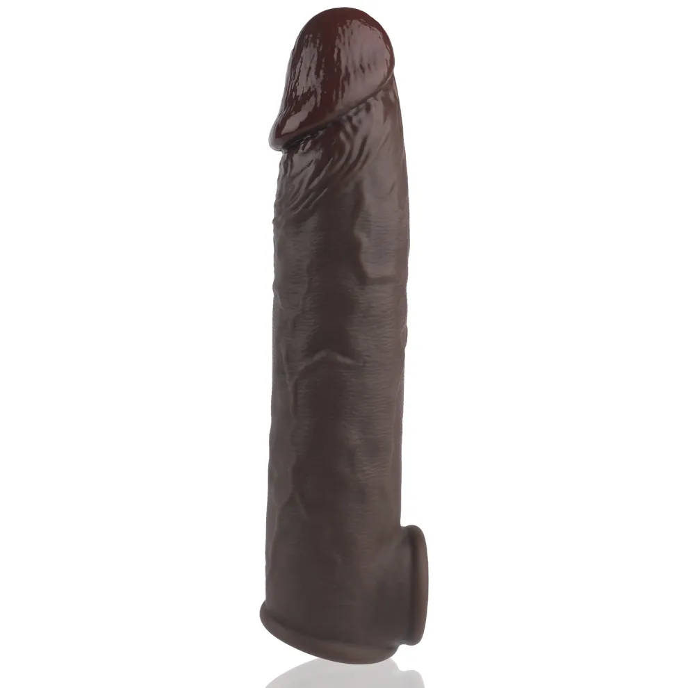 Kmi 8.4 x 1.7-inch Brown-Black Realistic Penis Extension Sleeve