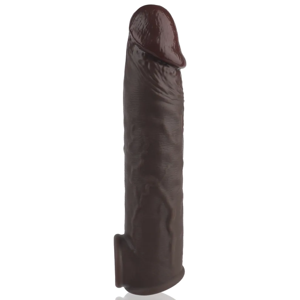 Kmi 8.4 x 1.7-inch Brown-Black Realistic Penis Extension Sleeve