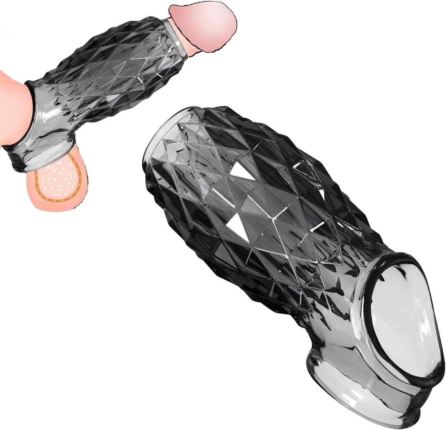 4.92" x 1.2" Transparent TPE/Silicone Open-Tip Penis Extension Sleeve