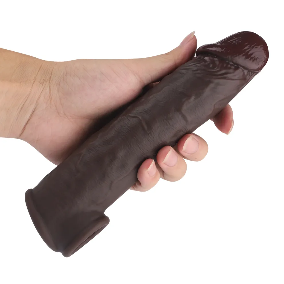 Kmi 8.4 x 1.7-inch Brown-Black Realistic Penis Extension Sleeve
