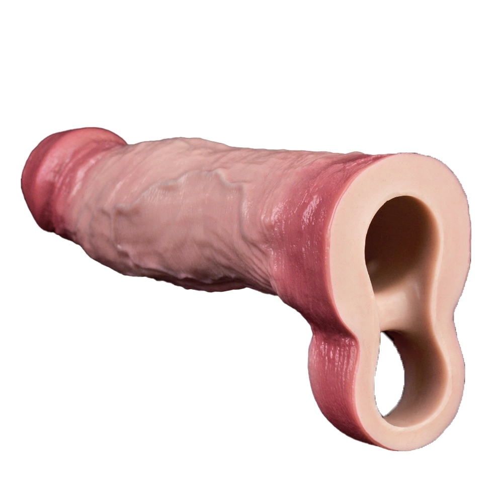 8.46 × 2.20-Inch Large, Realistic Vibrating Penis Extender with Glans-Enclosing Sleeve