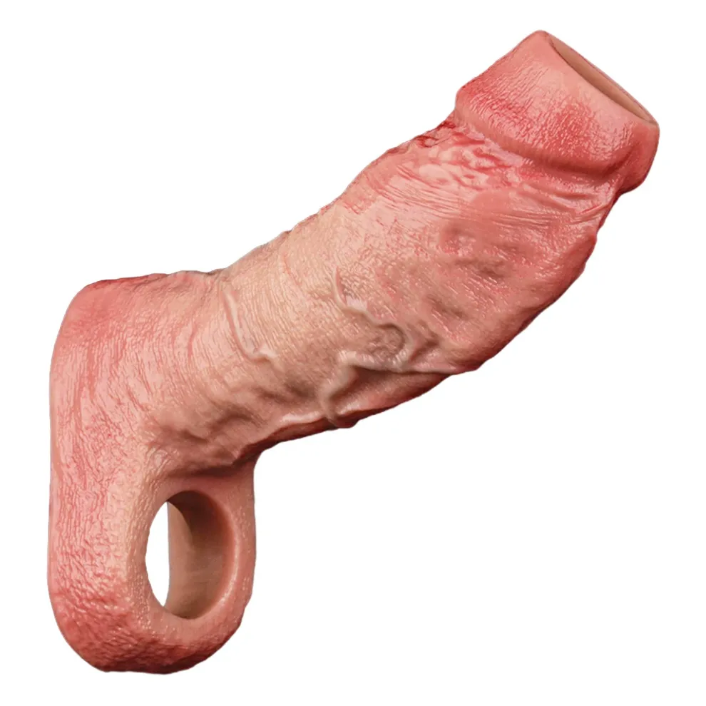 Bin 6.7 x 2 inch Open-Type Realistic Silicone Penis Enlargement Sleeve