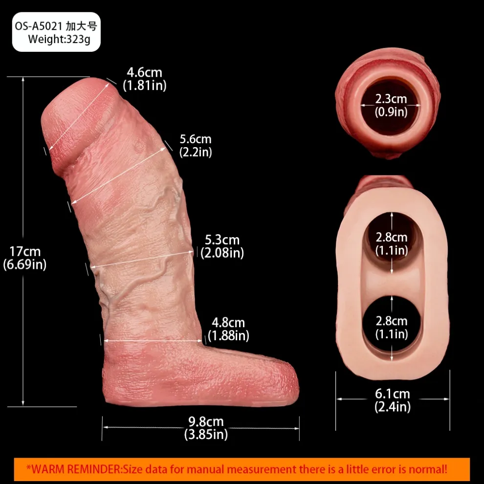 Bin 6.7 x 2 inch Open-Type Realistic Silicone Penis Enlargement Sleeve