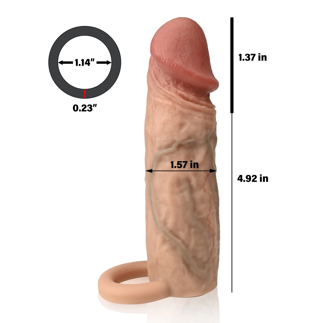 CW 6.29 x 1.57-inch Small Realistic Penis Extension Sleeve