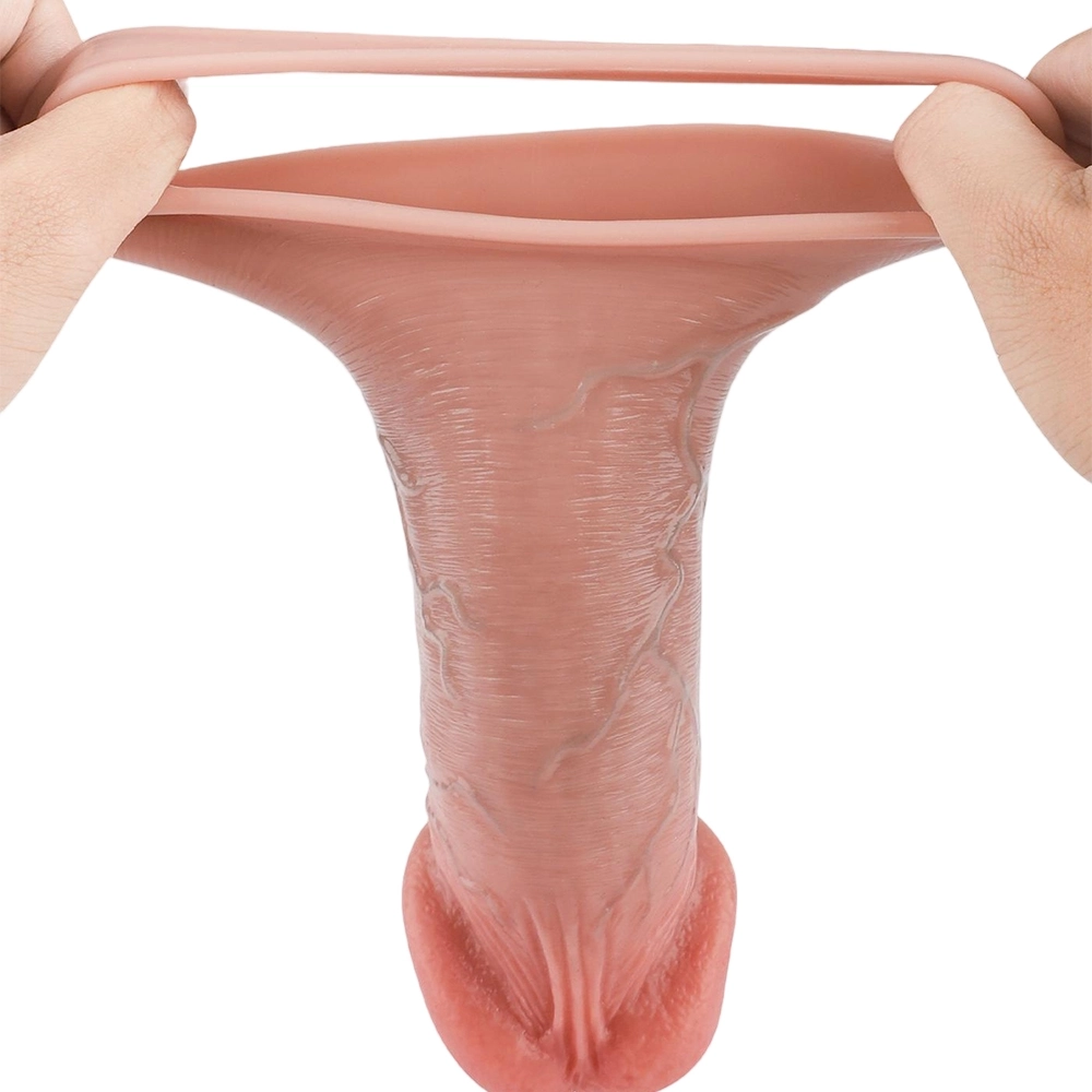 Zlin 8.66" x 1.97" Realistic Silicone Penis Extension Sleeve with Enlarged Glans