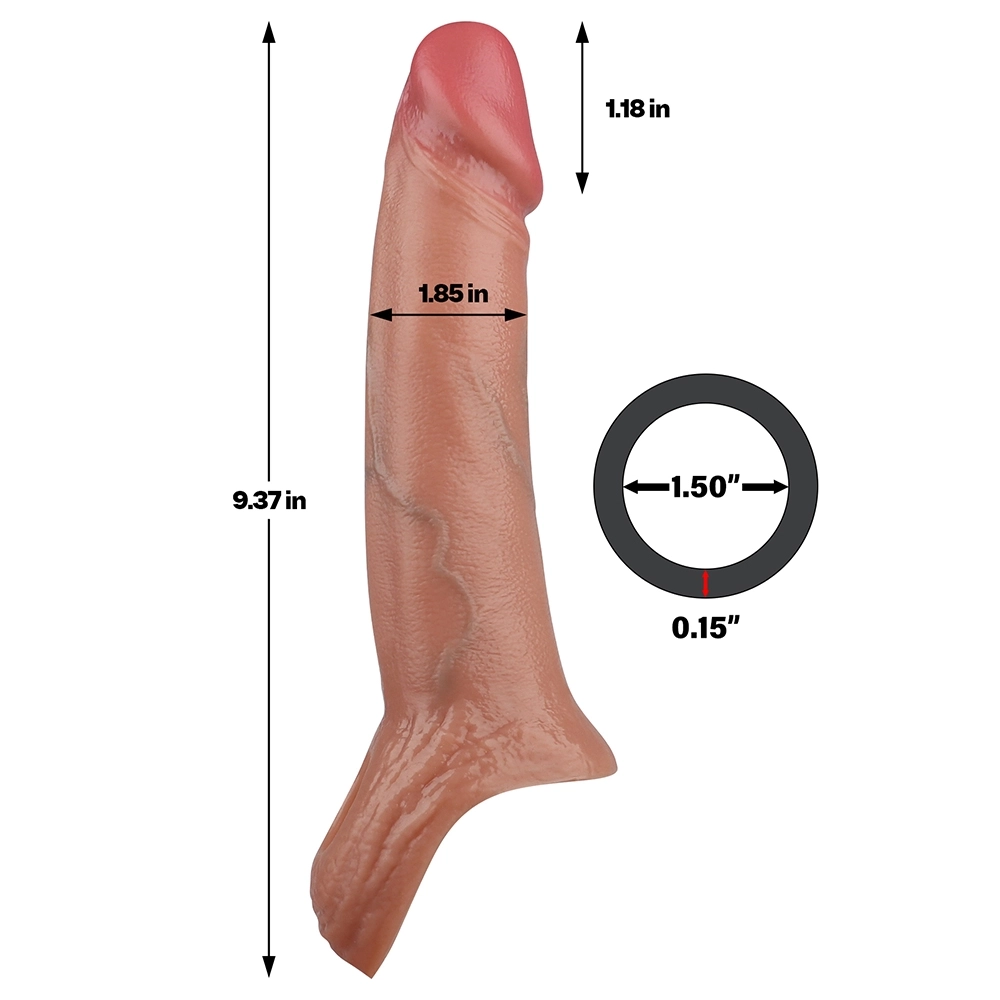 Lei 9.37 x 1.85 Inches — Large, Realistic Penis Extension Sleeve