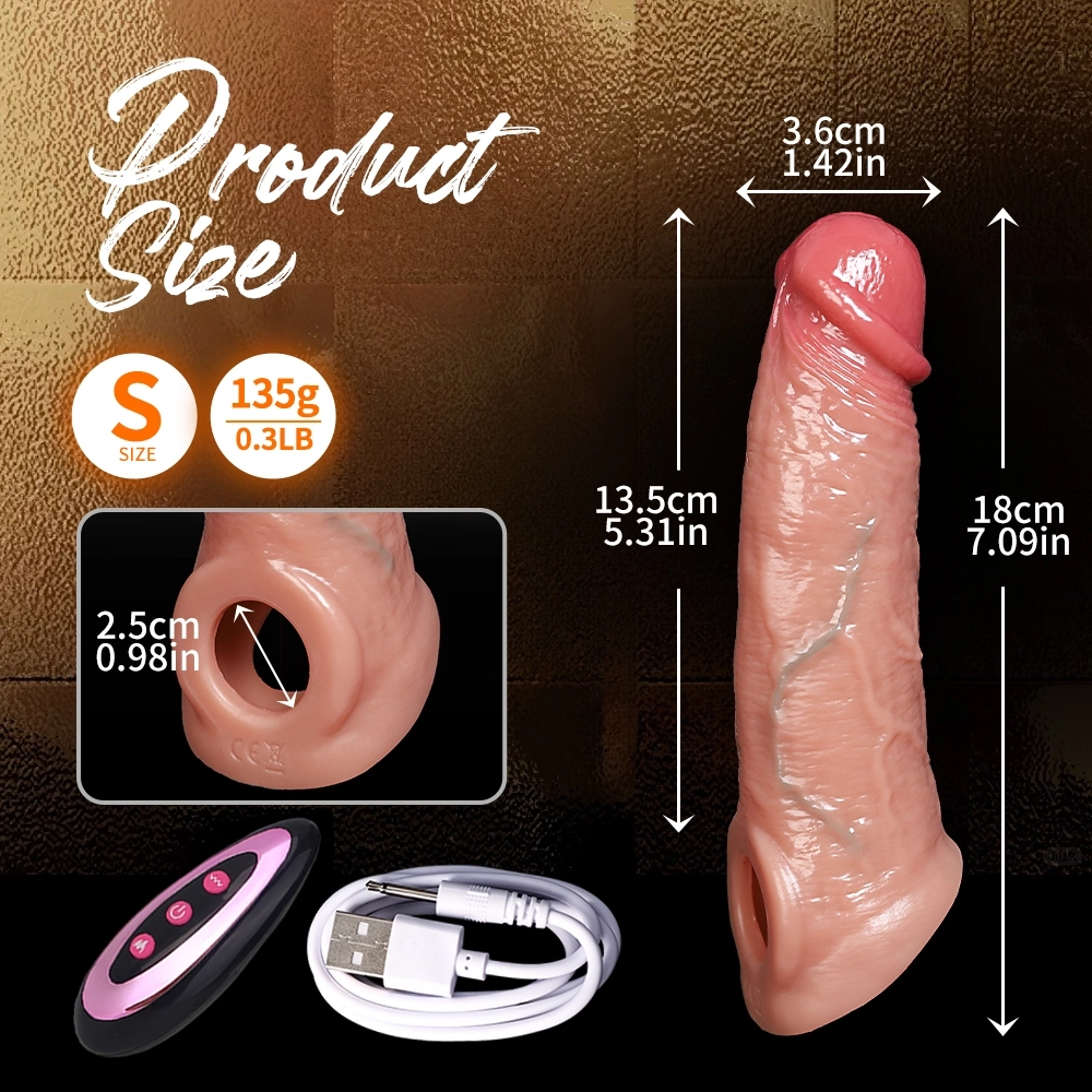 7.87" x 1.57" Remote-Controlled Vibrating Penis Extension Sleeve