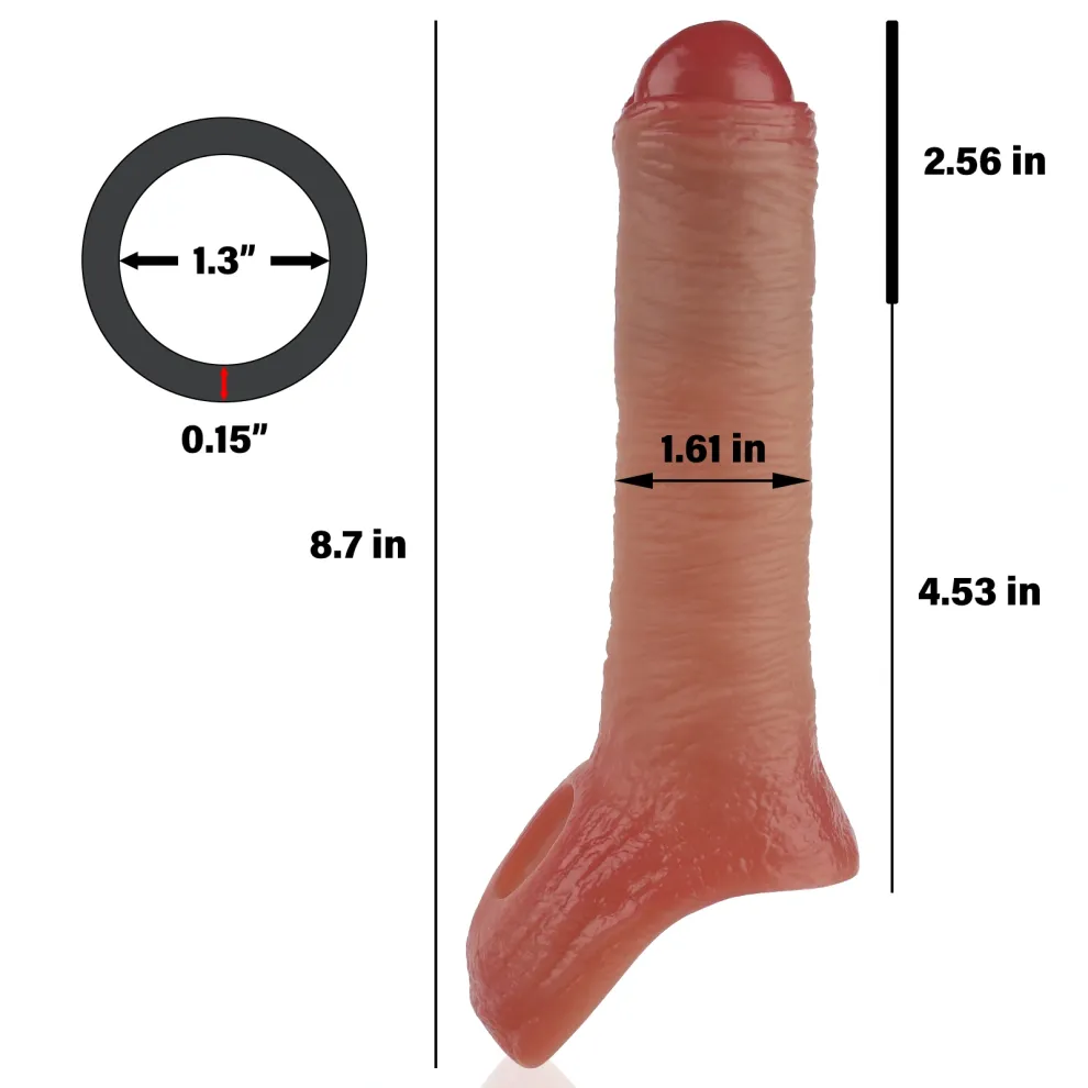 7.1 x 1.6-Inch Remote-Controlled Vibrating Penis Extension Sleeve