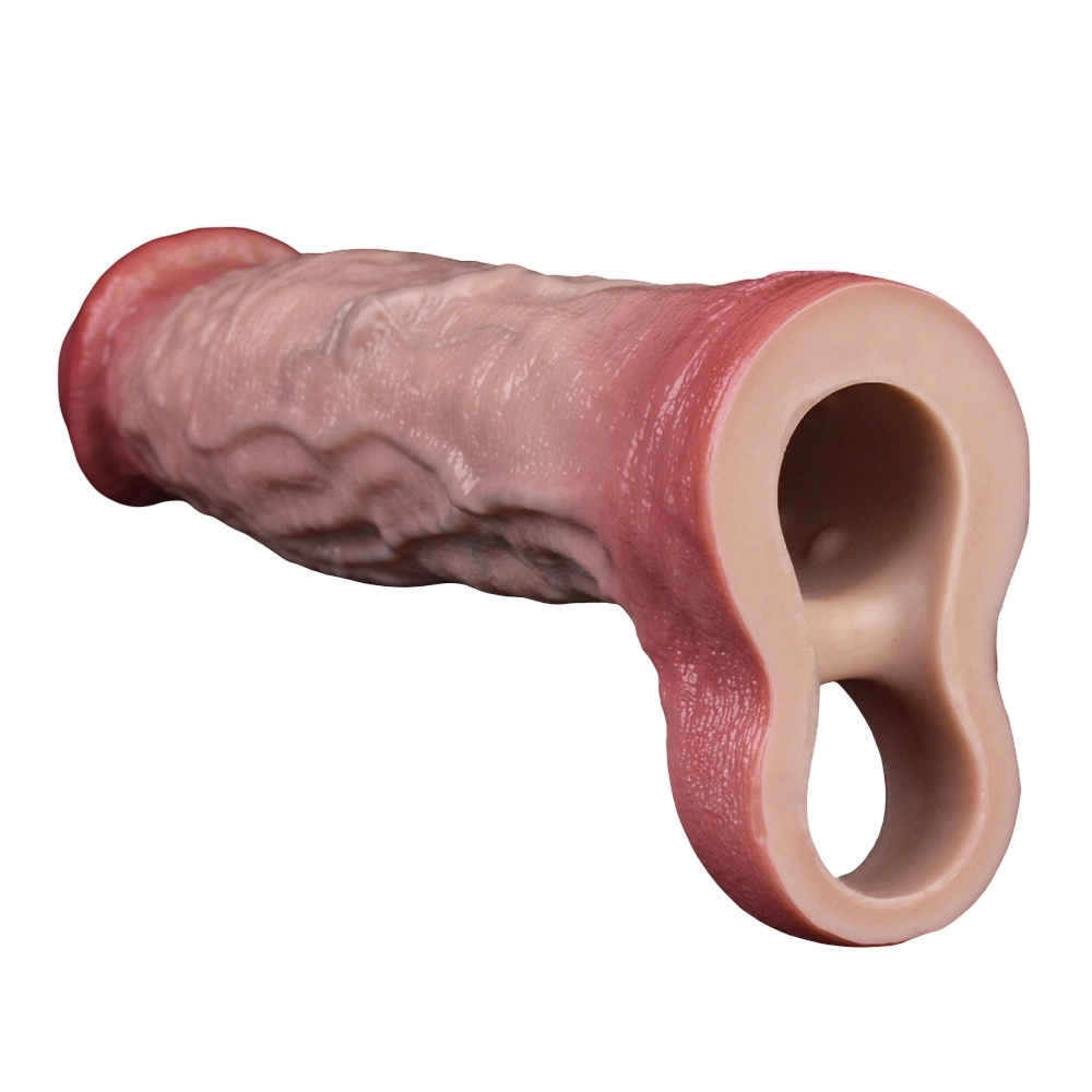 9×2-In Large, Realistic, Soft, Vibrating Penis Extension Sleeve