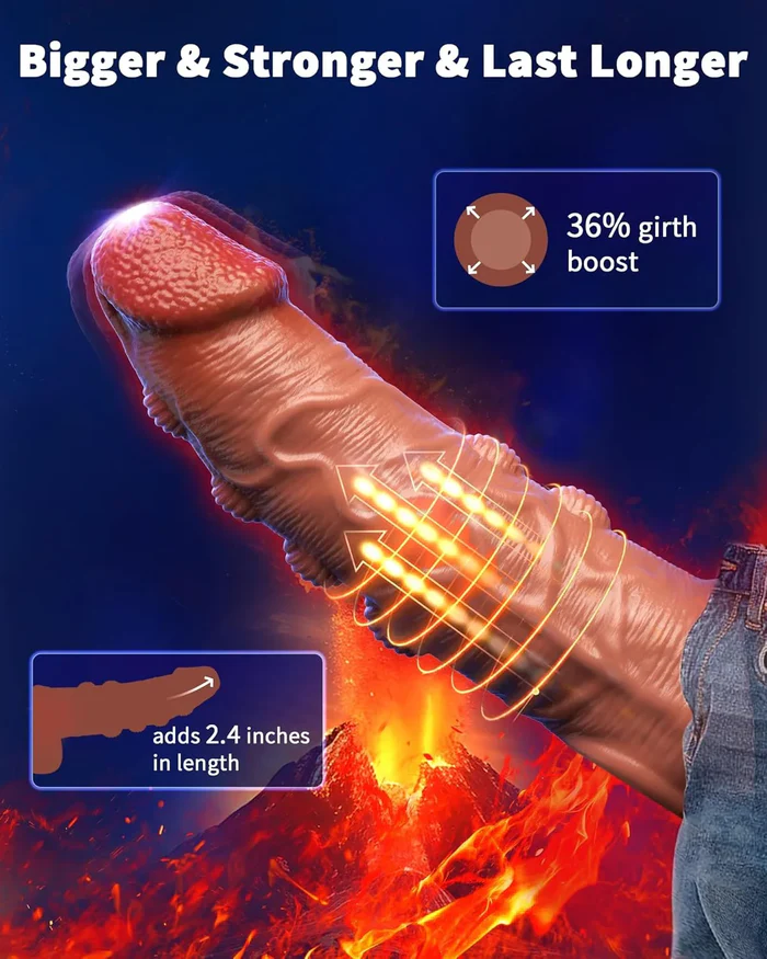 9.84 x 1.89-inch Remote-Controlled 10-Mode Vibrating Penis Sleeve