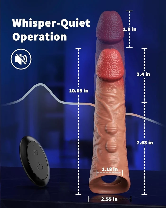 9.84 x 1.89-inch Remote-Controlled 10-Mode Vibrating Penis Sleeve