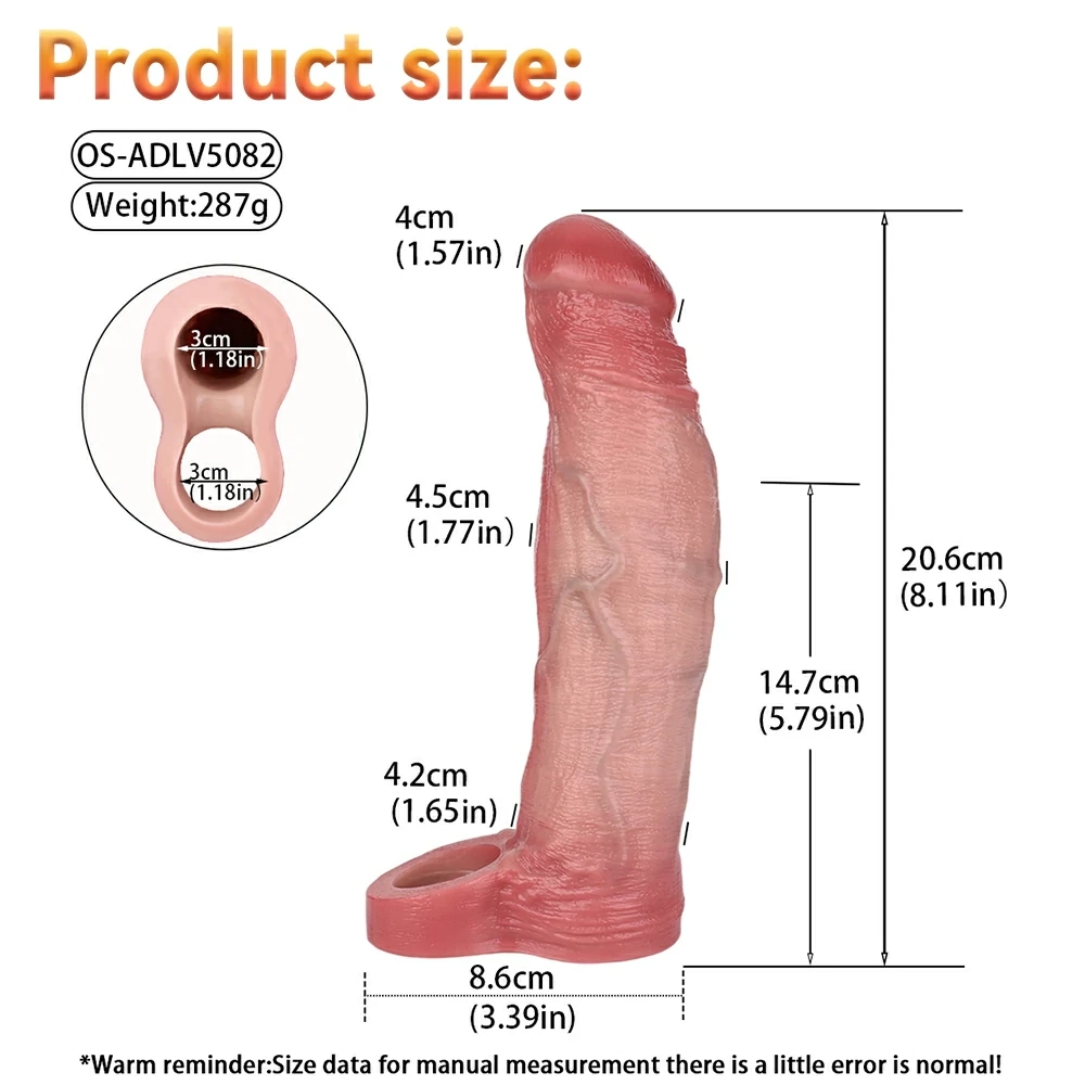 8.11 × 1.77-Inch Realistic Vibrating Cock Sleeve with Remote Control