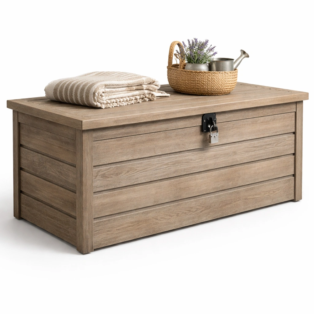 Aufbewahrungstruhe Holz Natur mit Schloss