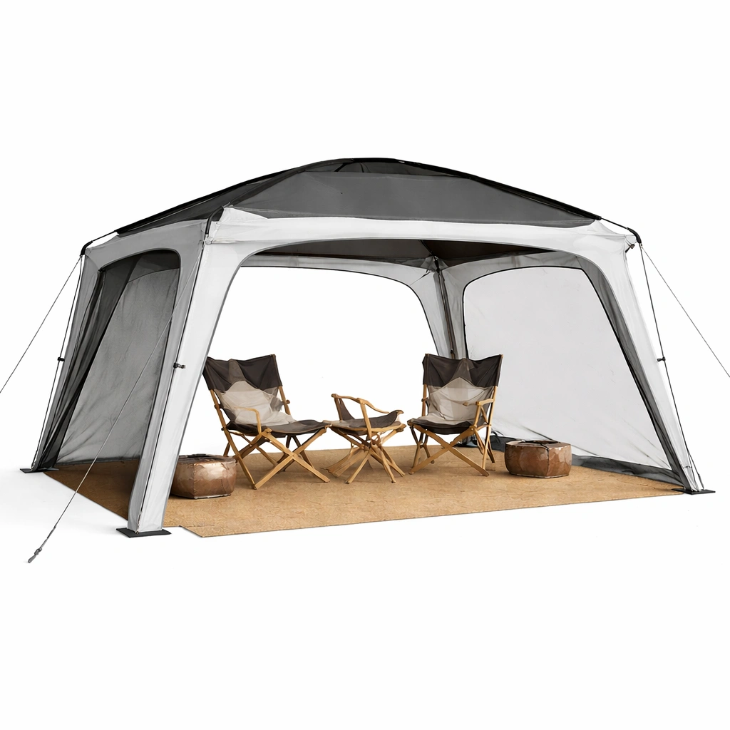 Gartenpavillon Weiss Grau Outdoor Faltbar mit Moskitonetz