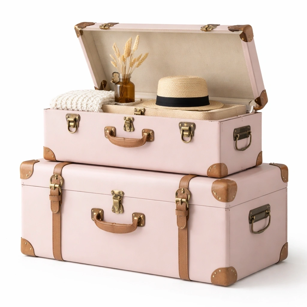 Vintage Koffer Set Rosa dekorativ