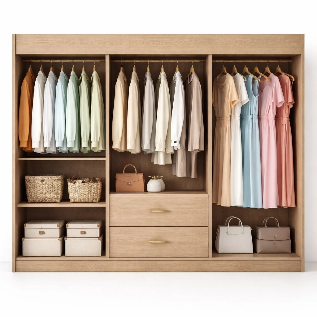 Kleiderschrank Holz klassisch mit Stauraum