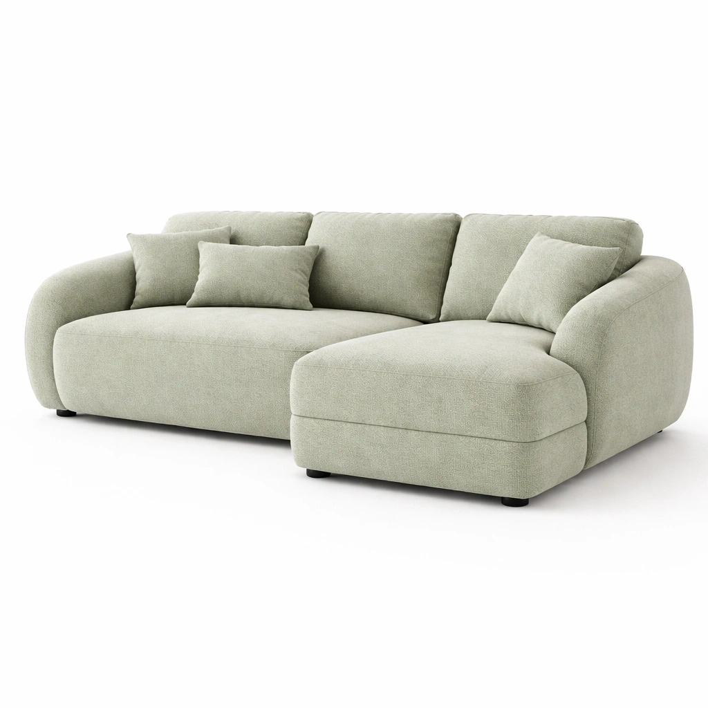 Ecksofa modern Gruen mit Kissen