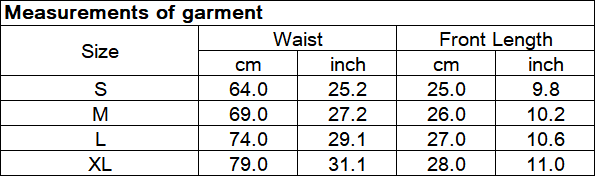 Bottoms size chart