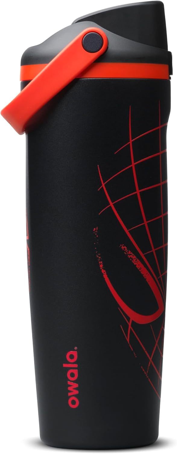 Owala Spiderman FreeSip Sway Insulated Stainless Steel Water Bottle with Two-Way Spout, Built-In Straw and Bucket Handle, School, and Sports, 30oz, BPA Free, Leak Proof, Swing of Things
