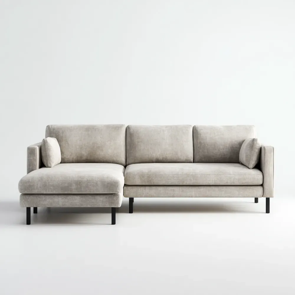 Sofá seccional de tela 240x100x85 cm – Beige – Diseño Contemporáneo