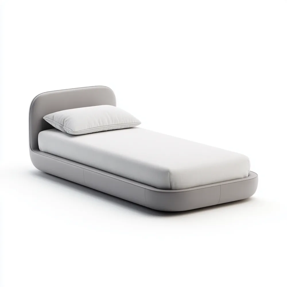 Cama Individual Tapizada 100x200x80 cm - Gris Claro