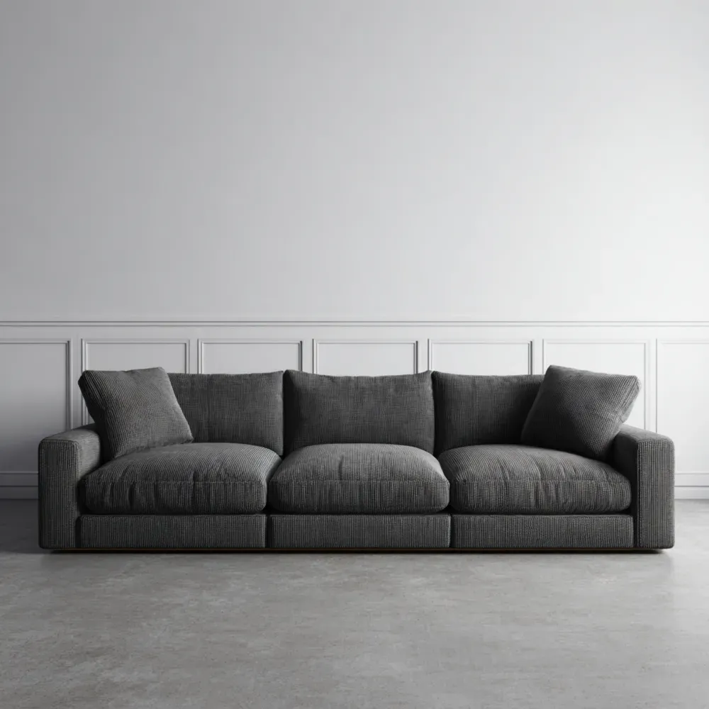 Sofá de Tela 280x95x80 cm – Gris Oscuro – Diseño Contemporáneo