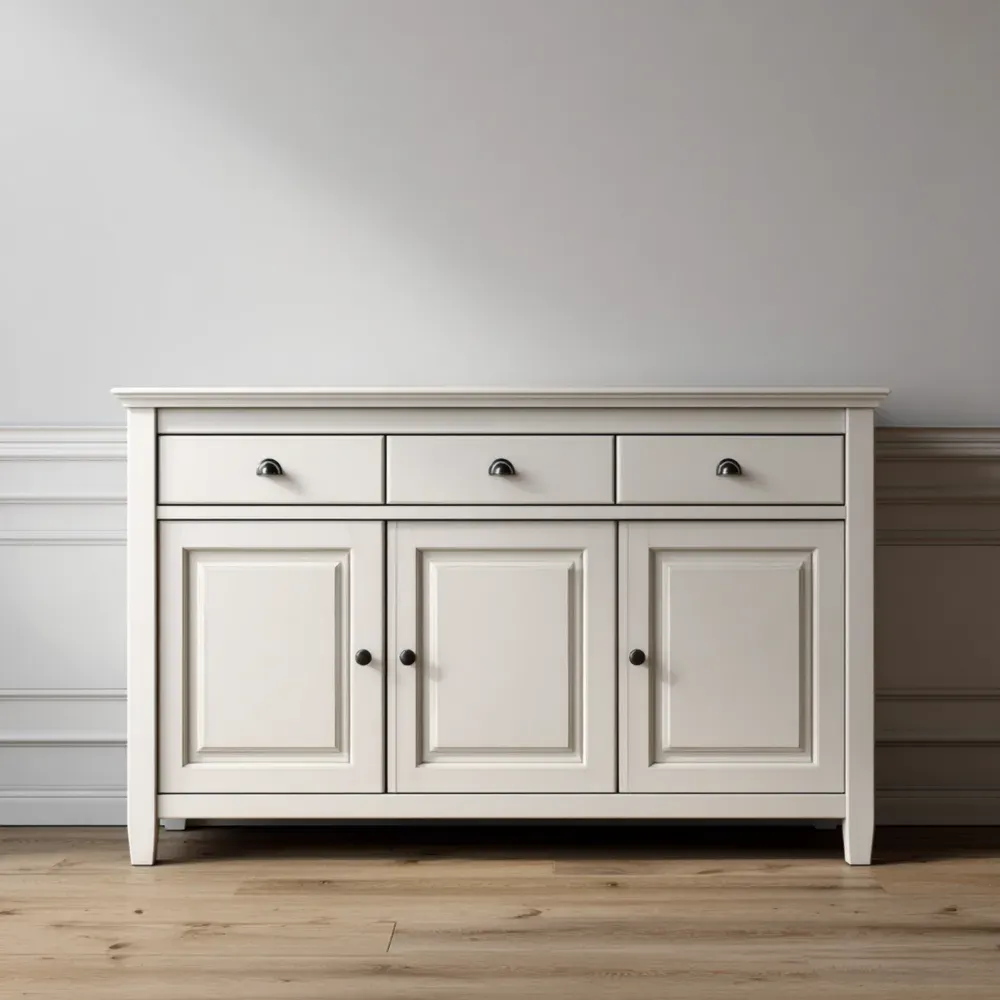 Aparador de Madera Blanca 120x40x80 cm - Diseño Clásico