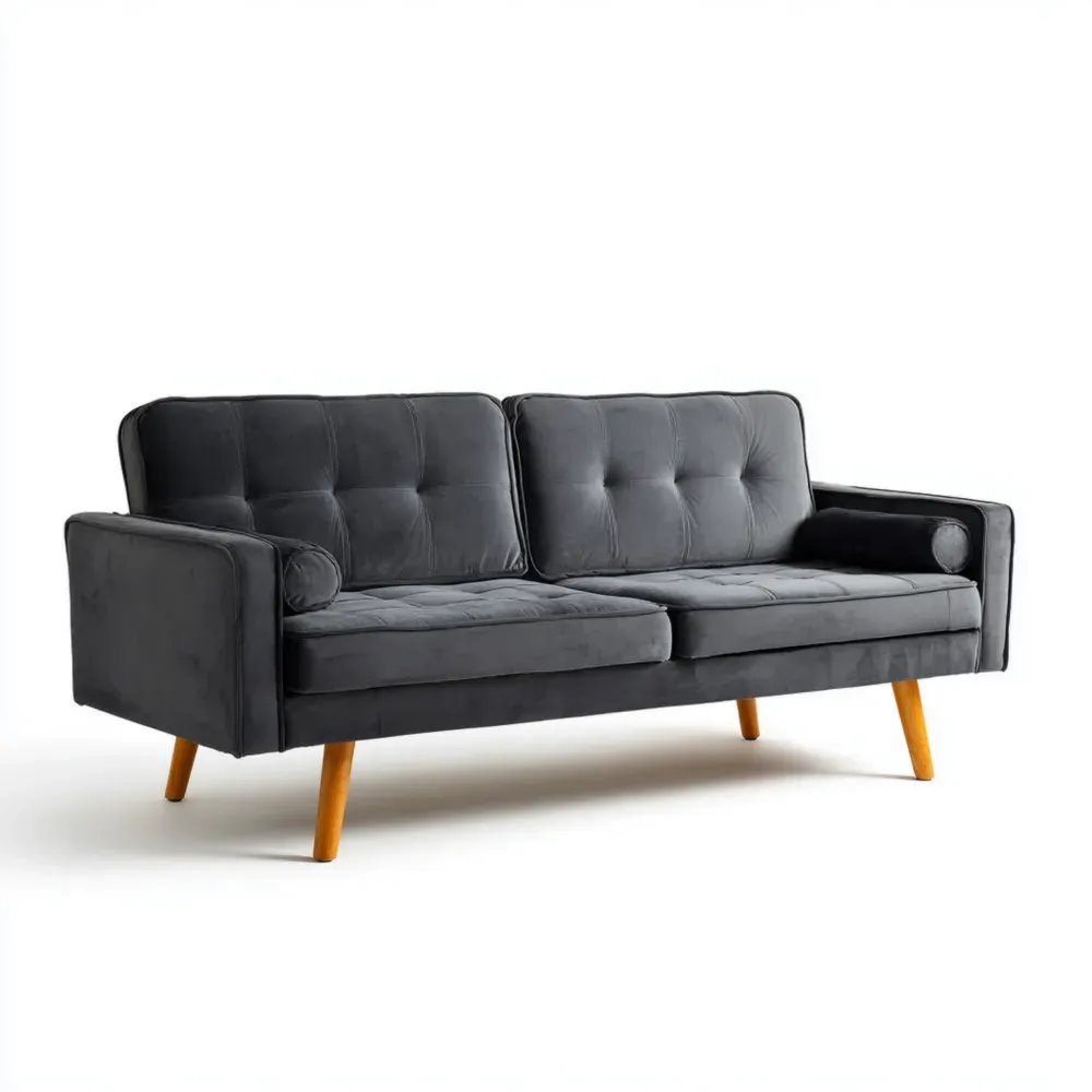 Sofá de tela 200x85x90 cm – Gris Oscuro – Diseño Contemporáneo