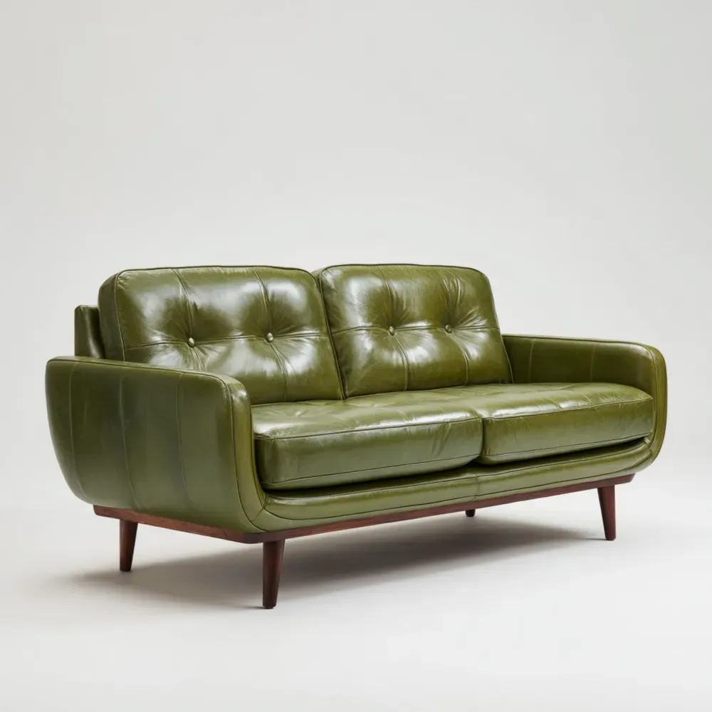 Sofá de cuero 150x80x85 cm - Verde Oliva - Estilo Moderno