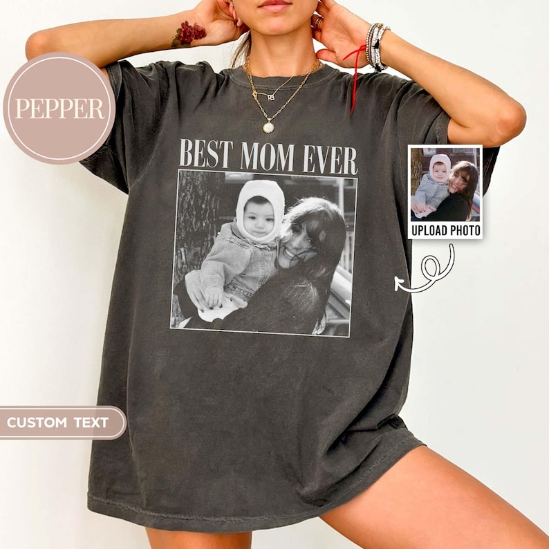 Custom Photo Mom Shirt, Personalised Comfort Colors Mom Shirt, Custom Picture Shirt for Mom, Mama TShirt, Mom Gift, Best Mom Ever, Mom Vibes