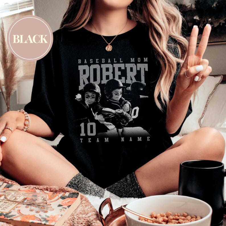 Personalized Baseball Mom Comfort Colors Shirt, Custom Photo Sport Player Shirt, Your Name Number Baseball Shirt, Gameday Mom Shirt